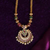 Designer Gold Haar With Colored Stones And Moti Tassels